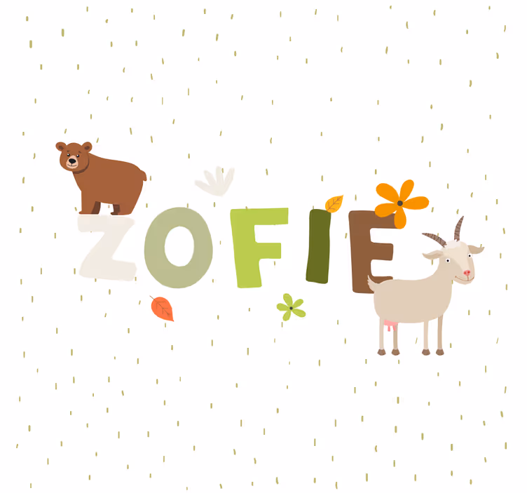 Children room roller blind with forest animals name - TenStickers