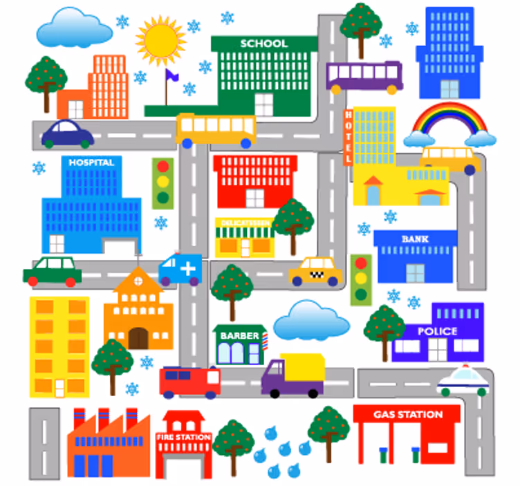 Children room roller blind cityscape vinyl - TenStickers