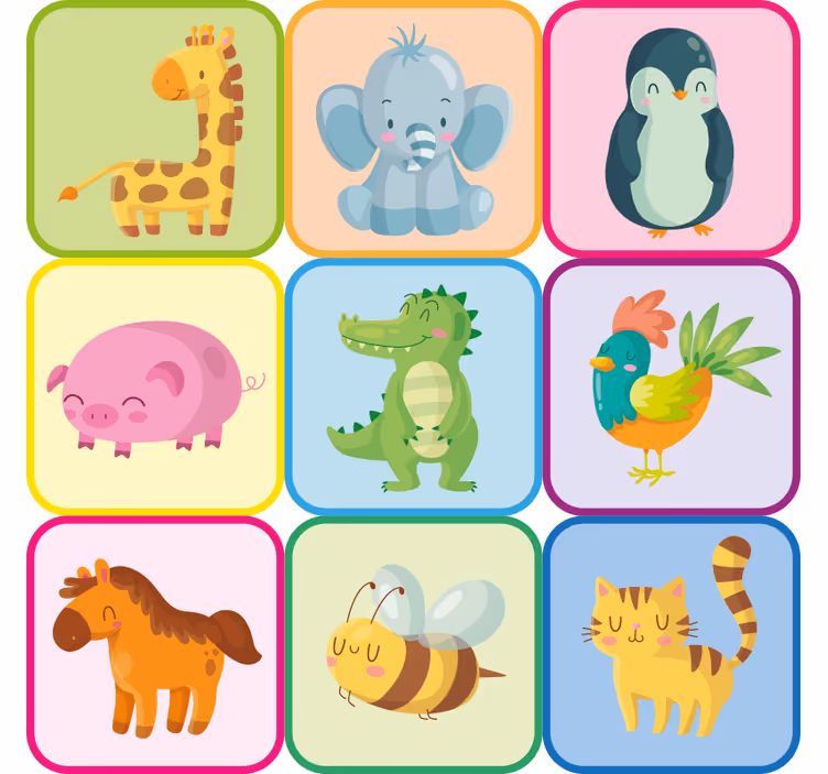 Children room roller blind animal furniture sticker - TenStickers