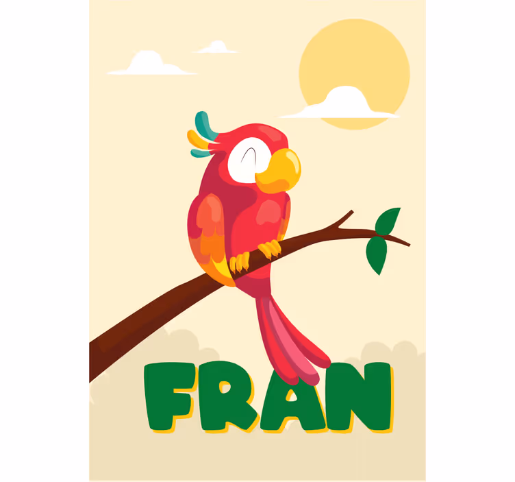 Children room roller blind red parrot with name - TenStickers