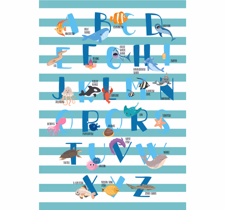 Children room roller blind ocean alphabet - TenStickers