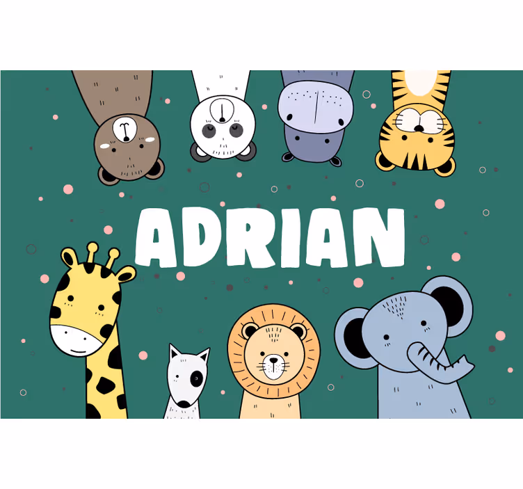 Children room roller blind cute animals doodle banner - TenStickers