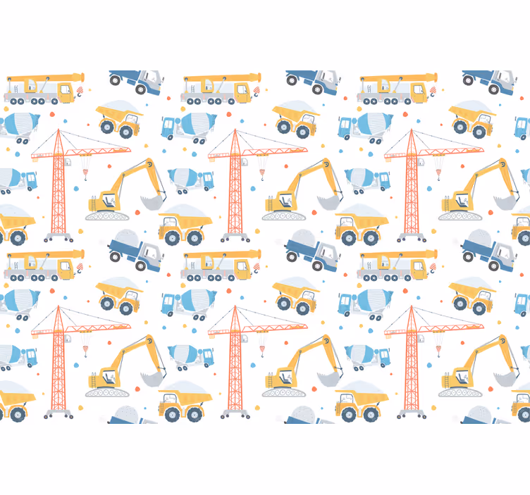 Children room roller blind in pastel construction vehicles - TenStickers