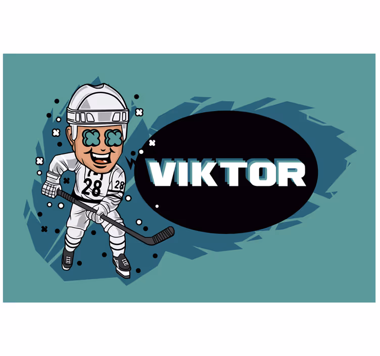Children room roller blind funny hockey player design - TenStickers