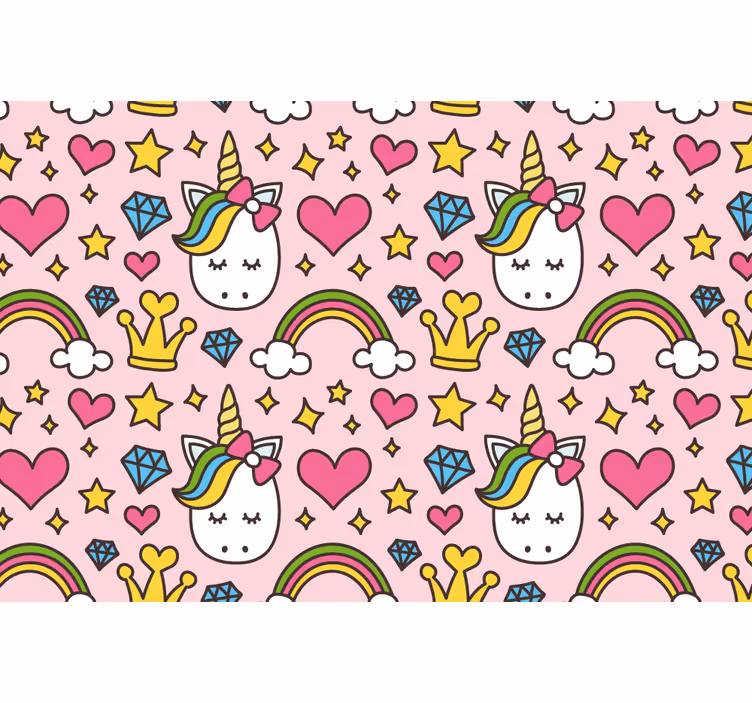 Cute rainbows and unicorns roller blind for children room - TenStickers