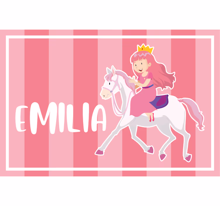 Children room roller blind pink princess on white horse - TenStickers