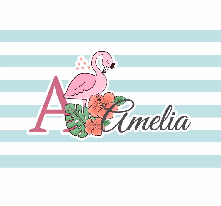 Children room roller blind cute flamingo animals with name - TenStickers