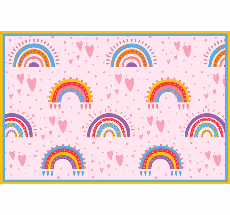 Children room roller blind with pink dots and rainbows - TenStickers