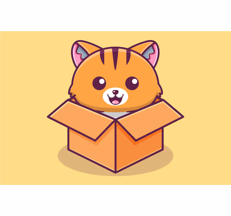 Children room roller blind cat in a box - TenStickers