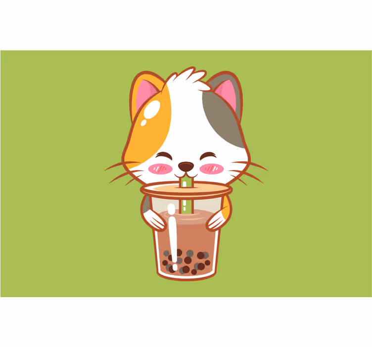 Children room roller blind cat drinking chocolate - TenStickers