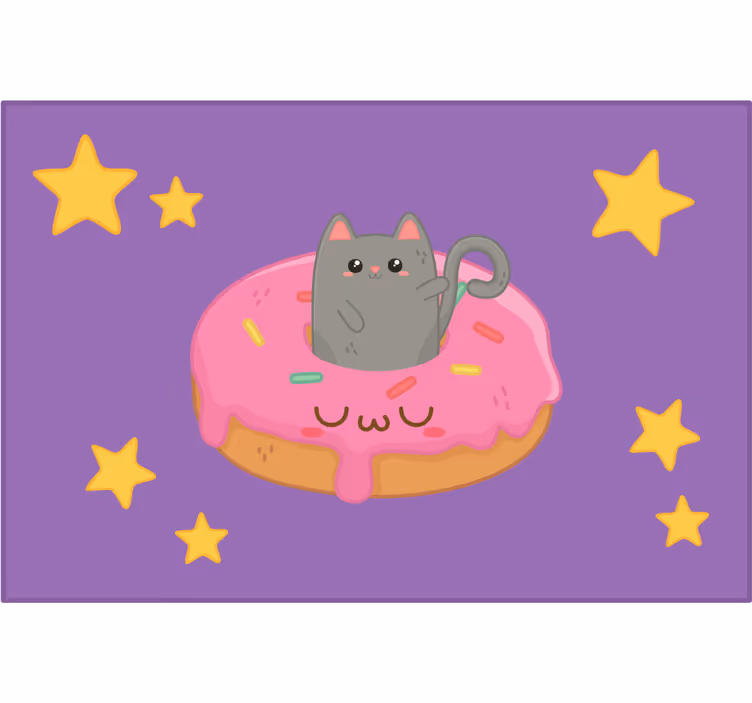 Children room roller blind with cat and donut design - TenStickers