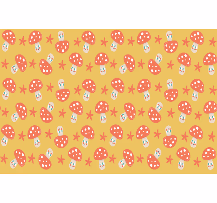 Children room roller blind with face mushrooms on yellow - TenStickers