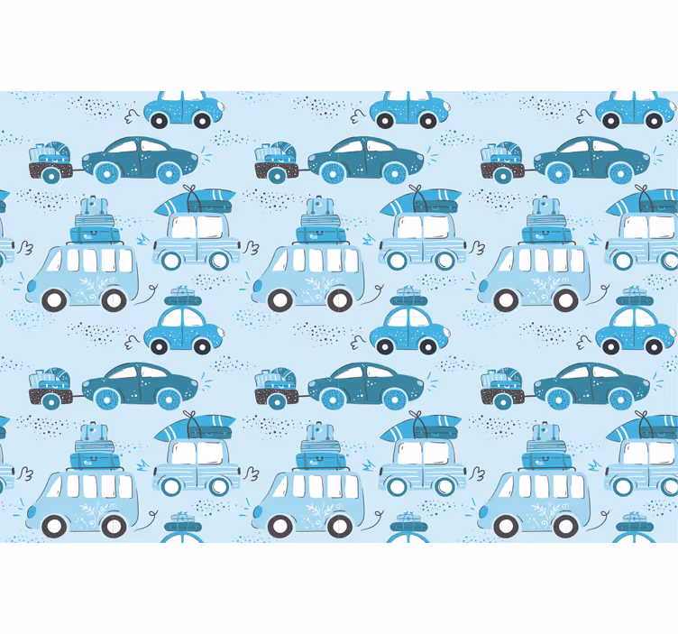 Children room roller blind blue city vehicles - TenStickers