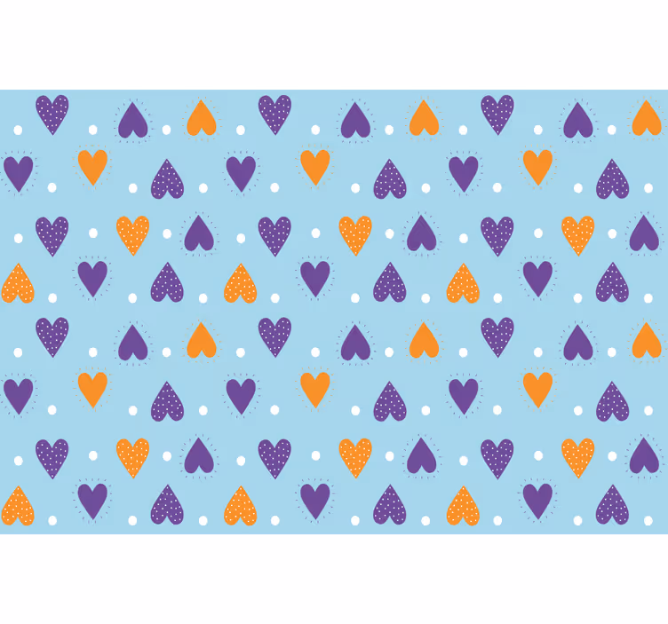 Children room roller blind with purple and orange hearts - TenStickers
