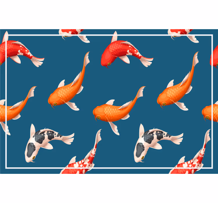 Children room roller blind koi fish pattern blue - TenStickers