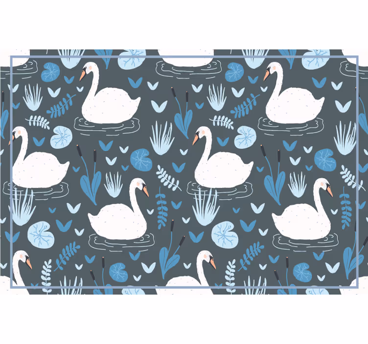 Children room roller blind with elegant white swan pattern - TenStickers