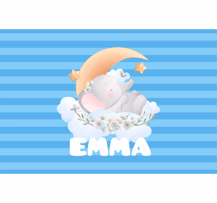 Children room roller blind cute animals elephant name - TenStickers