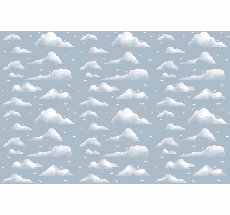 Children room roller blind gray 80s clouds and birds - TenStickers