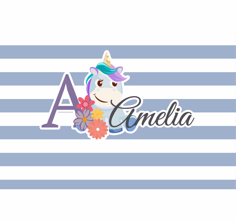 Children room roller blind cute unicorn animals with name - TenStickers