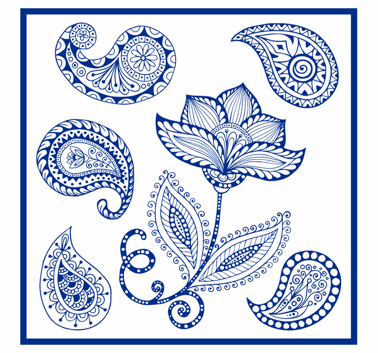 Kitchen roller blind in paisley and flowers design - TenStickers