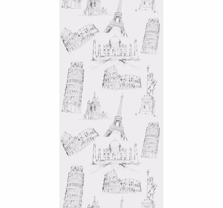Kitchen roller blind with iconic landmarks design - TenStickers