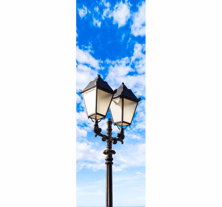 Kitchen roller blind streetlamp and clouds - TenStickers