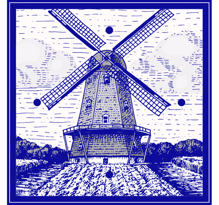 Delft blue kitchen roller blind - TenStickers