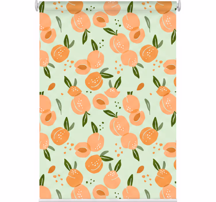 Kitchen roller blind with peaches on green background - TenStickers