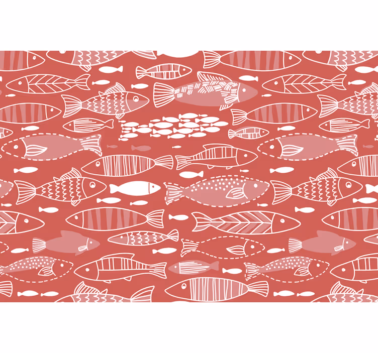 Red roller blind many fish under the sea - TenStickers