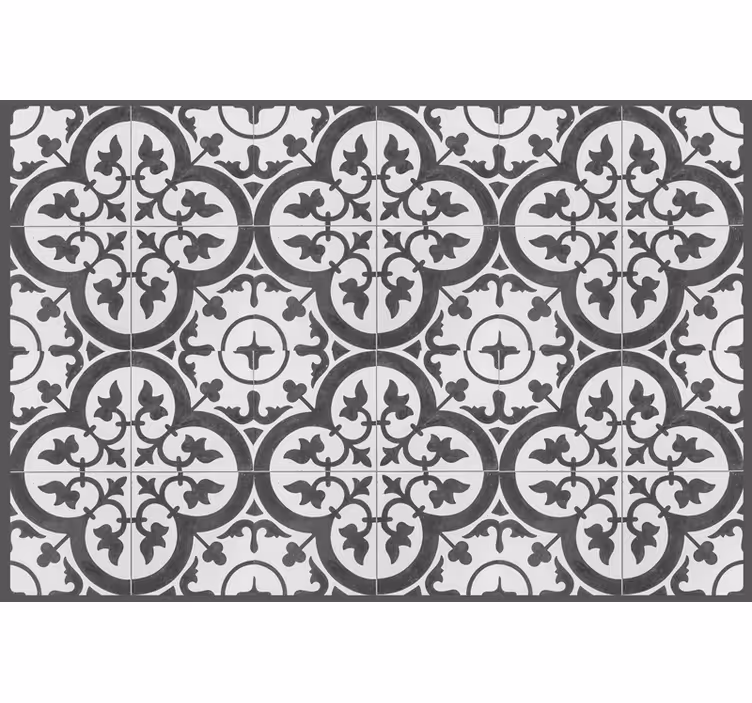 Gray roller blind with hydraulic tiles design - TenStickers