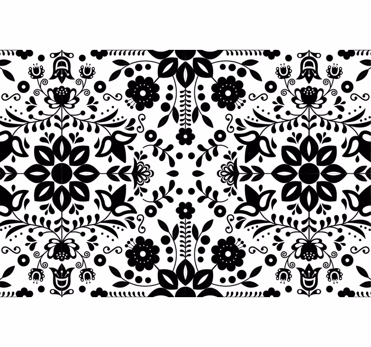 Gray roller blind with black folk design - TenStickers