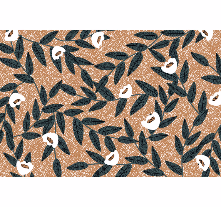 Beige roller blind blossoms and leaves design - TenStickers