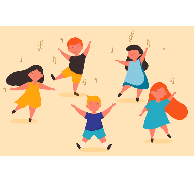 Beige roller blind with kids dancing design - TenStickers