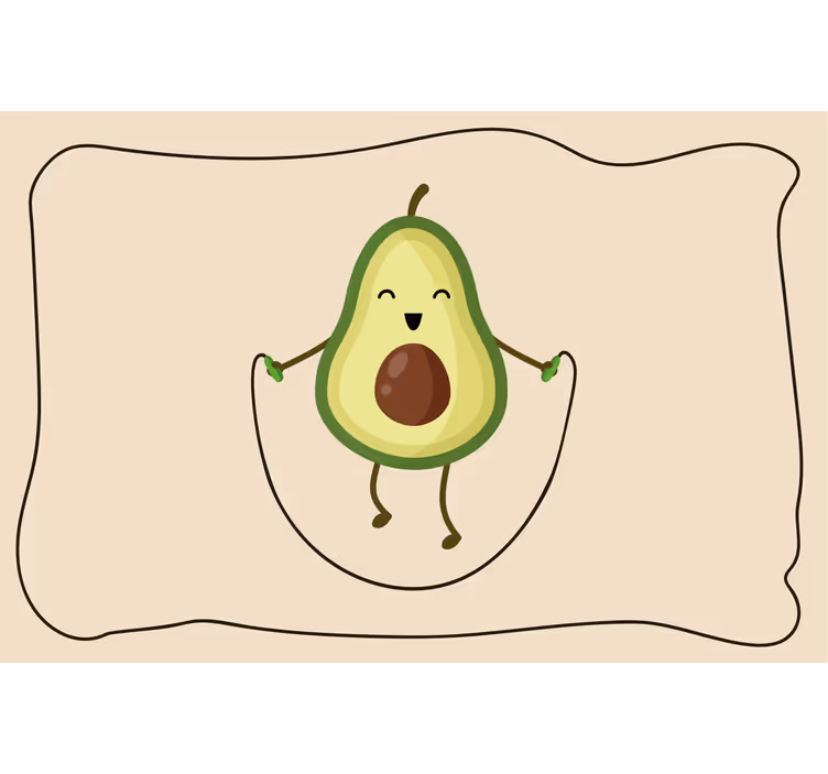 Beige roller blind with funny avocado on jump rope - TenStickers