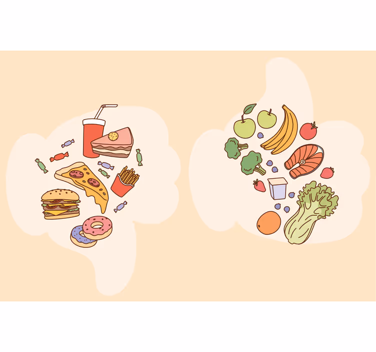 Beige roller blind with diet food shaped design - TenStickers