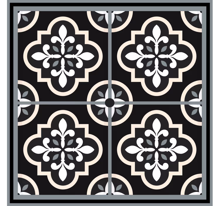 Office roller blind in black and white floral pattern - TenStickers