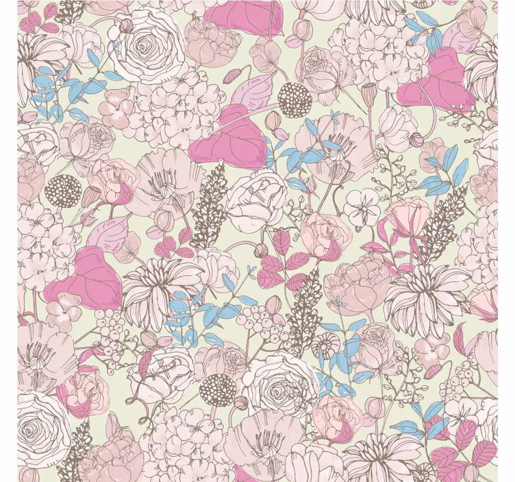 Living room roller blind in floral grandmillennial style - TenStickers