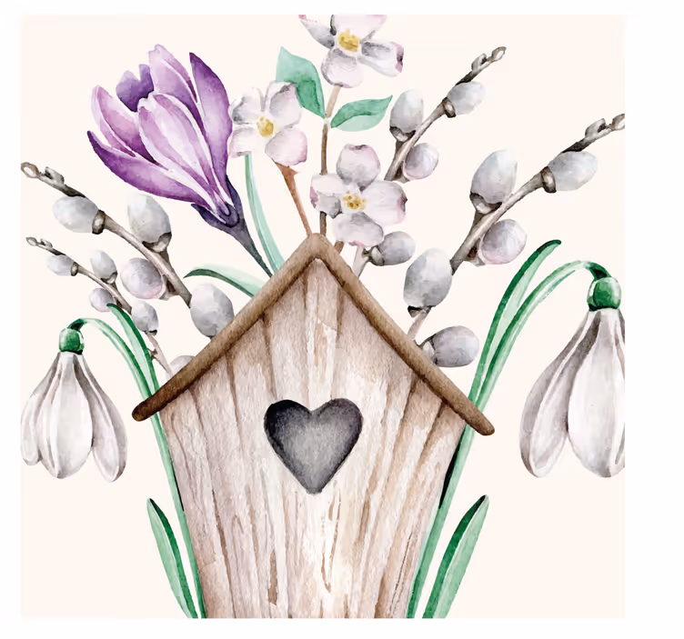 Living room roller blind elegant snowdrop design - TenStickers