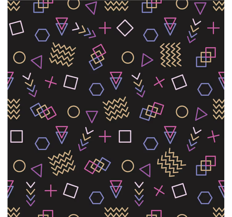 Living room roller blind colorful doodles 80s pattern - TenStickers