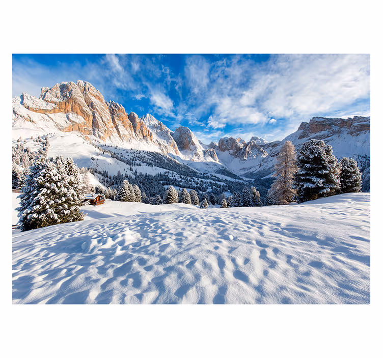 Bedroom roller blind snowy mountain landscape mural - TenStickers