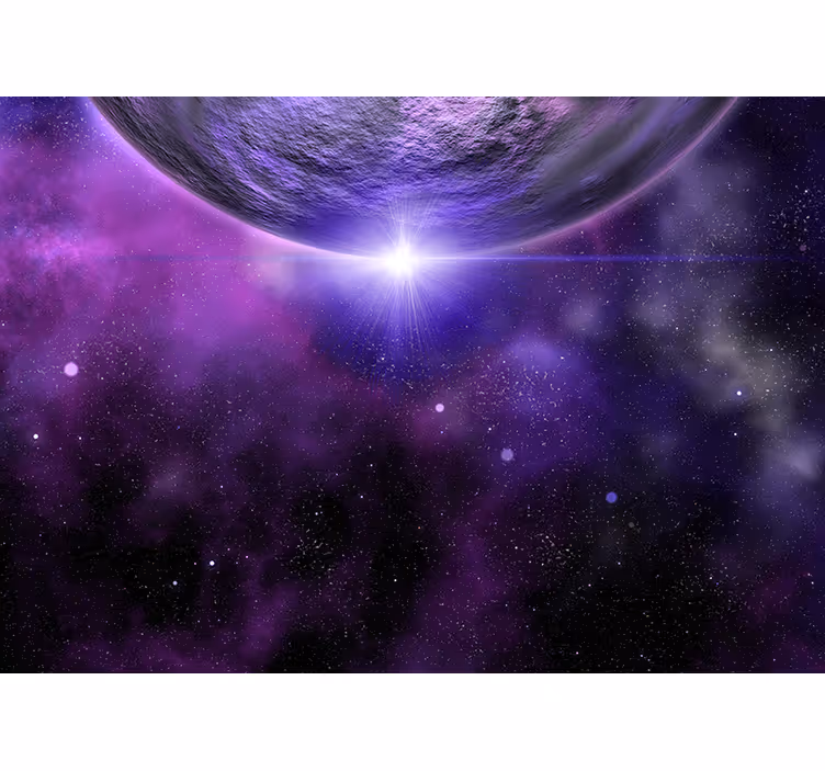 Bedroom roller blind purple space with planet - TenStickers