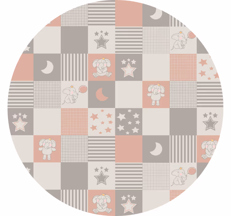 Bedroom roller blind with elephant circular tiles - TenStickers