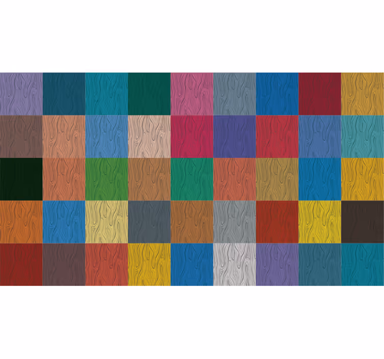 Bedroom roller blind vinyl rug in colorful blocks - TenStickers