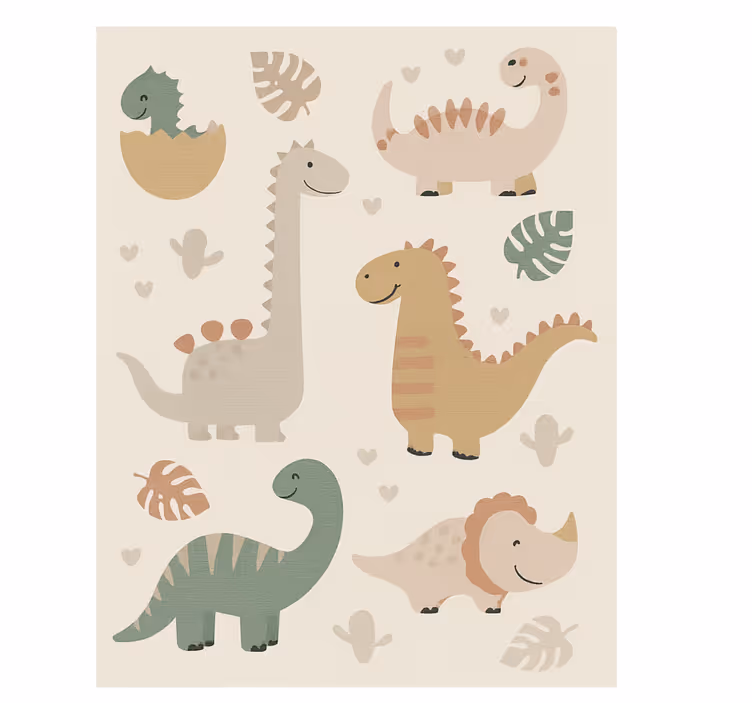 Children room roller blind beige jurassic design - TenStickers