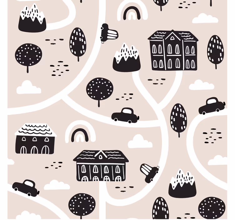 Children room roller blind black and white roads - TenStickers
