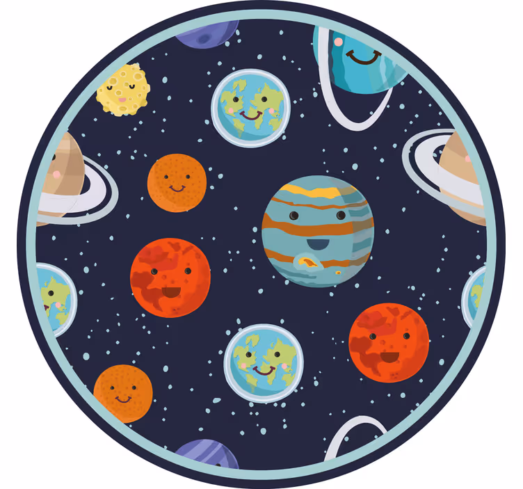 Children room roller blind smiling planets circle - TenStickers