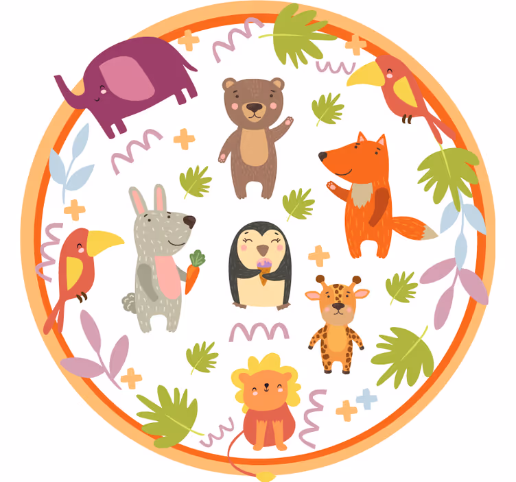 Children room roller blind cute cartoon zoo animals - TenStickers