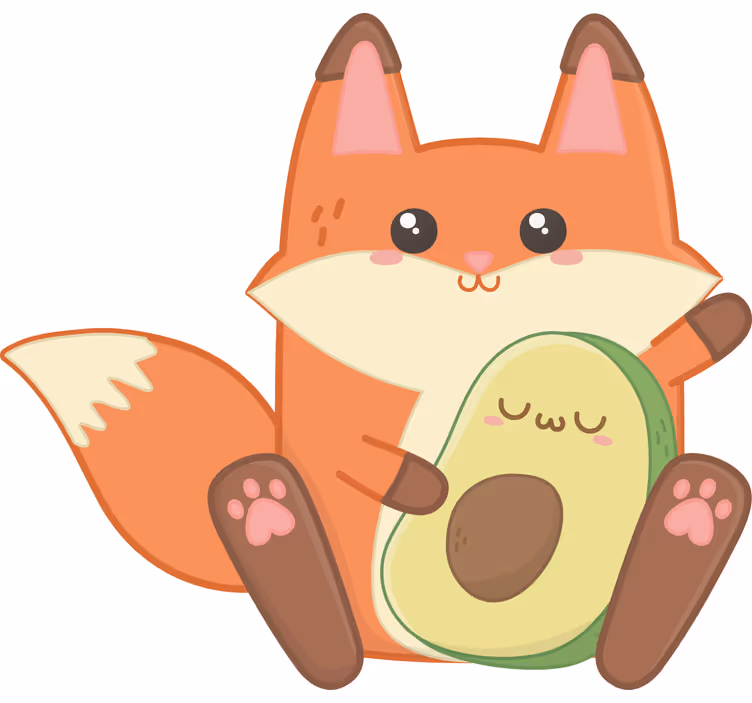 Children room roller blind kawaii fox with avocado - TenStickers