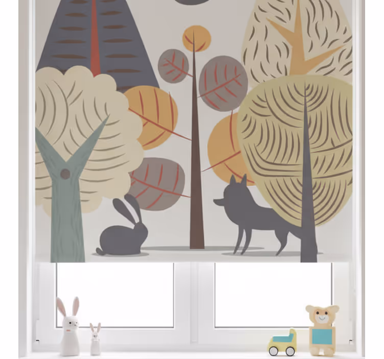 Pastel happy forest children room roller blind - TenStickers