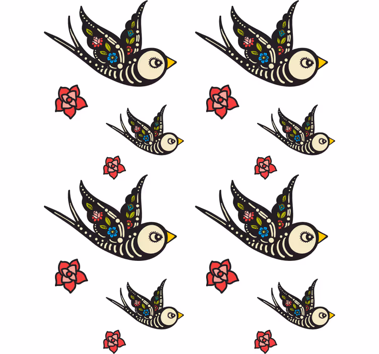 Teenage bedroom roller blind mexican birds - TenStickers